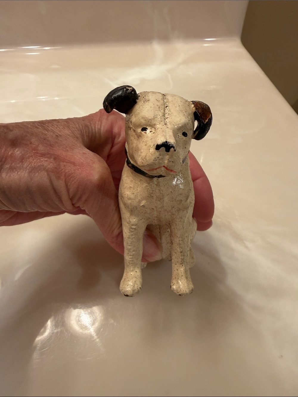 Vintage White and Black Metal Dog Coin Bank - Picture 3 of 6